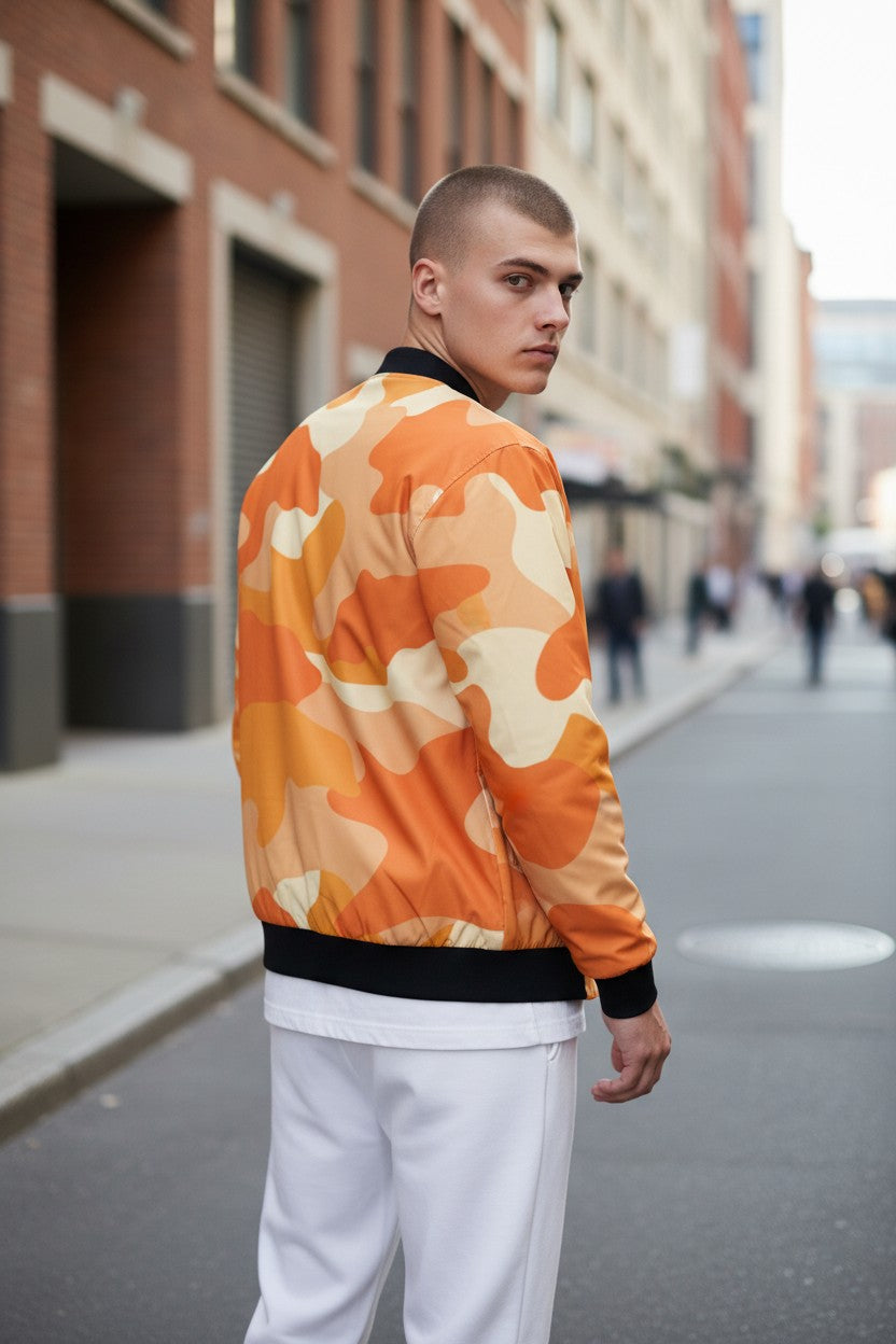 Orange Camouflage Bomber Jacket – Premium Streetwear | Kairo