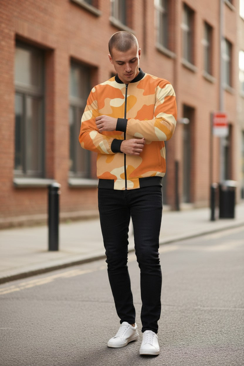 Orange Camouflage Bomber Jacket – Premium Streetwear | Kairo