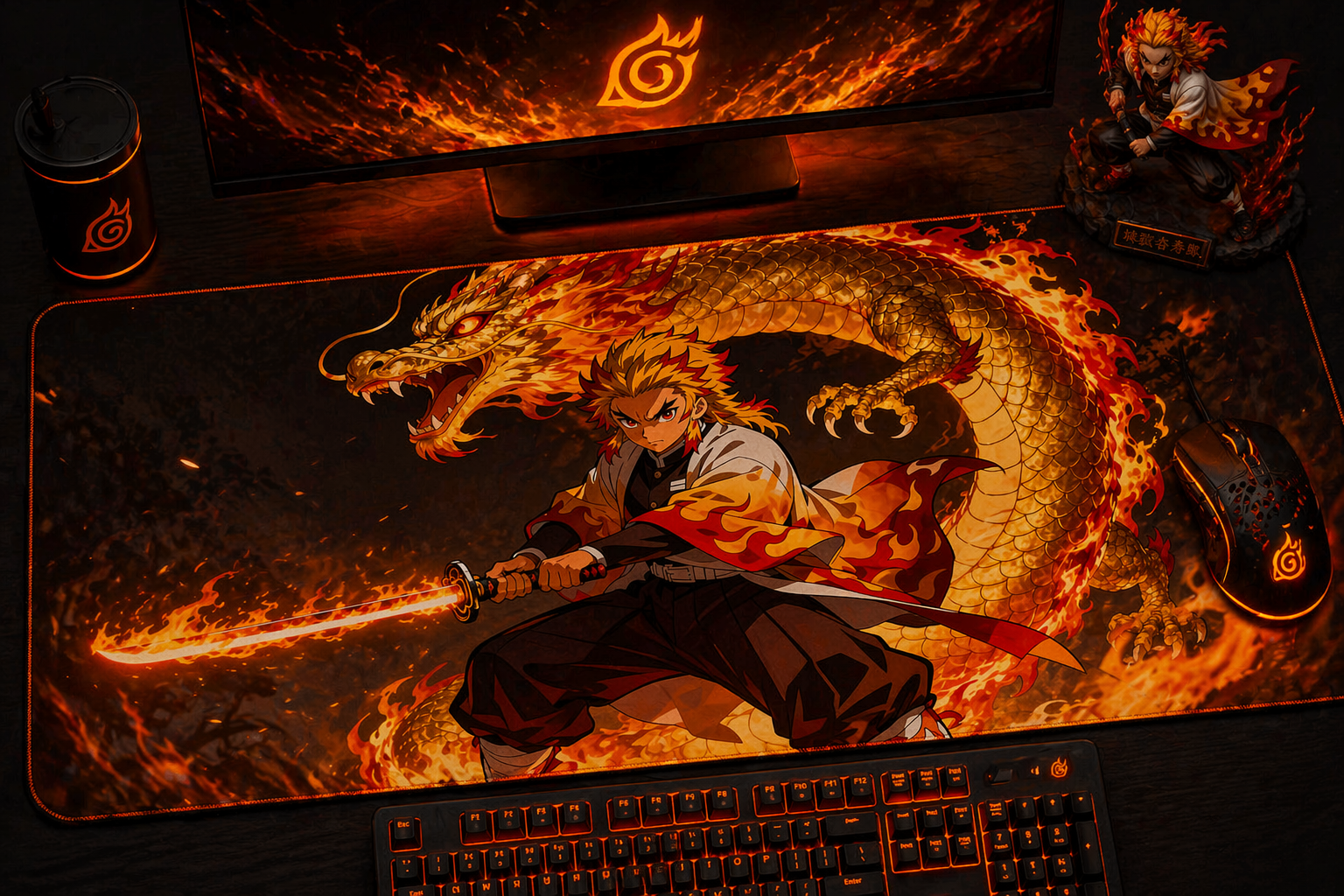 Rengoku Flame Desk Mat